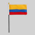 4"x6" Colombia Flag W Black Plastic Pole & Gold Spear